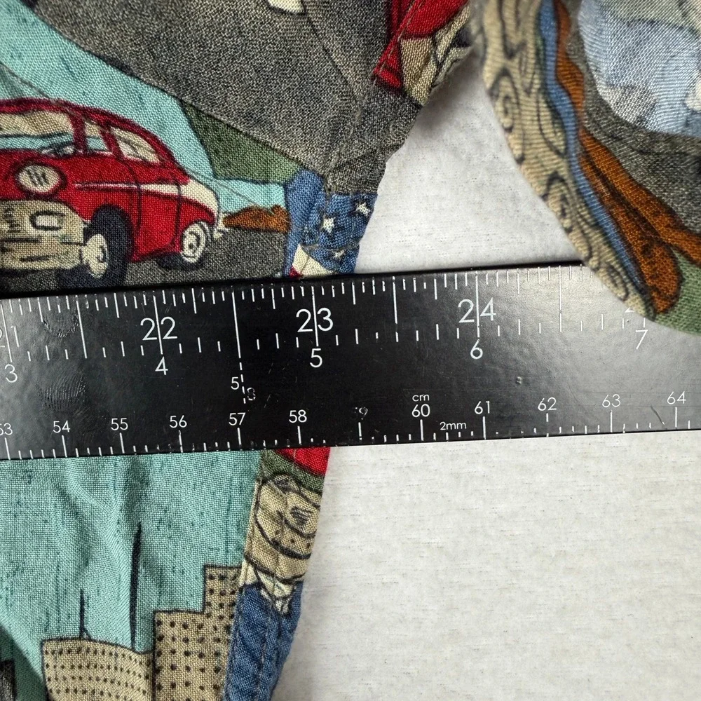 Vtg Campia Moda Mens L‎ Rayon Americana USA Novelty Patriotic SS Button Up Shirt